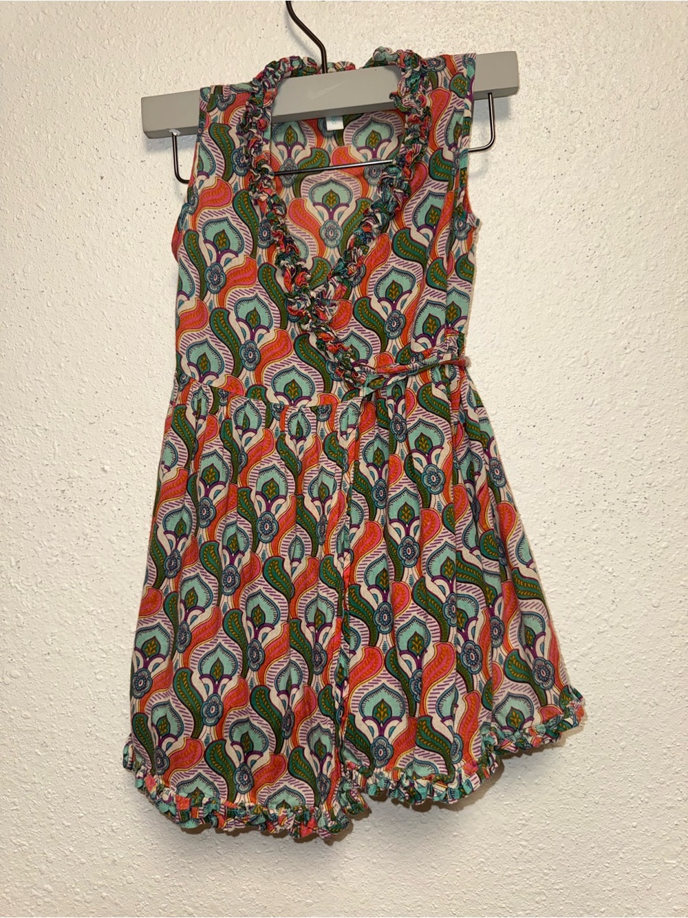 Anokhi Koki Colorful Paisley Print Sleeveless Romper - Turquoise & Pink kids